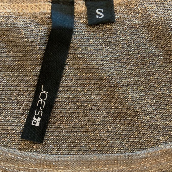 Joe’s Sheer Shimmering Gold Short Sleeve Top Small - Picture 6 of 7